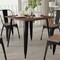Merrick Lane Modern 31.5" Square Metal Table with Rustic Wood Top for Indoor Use